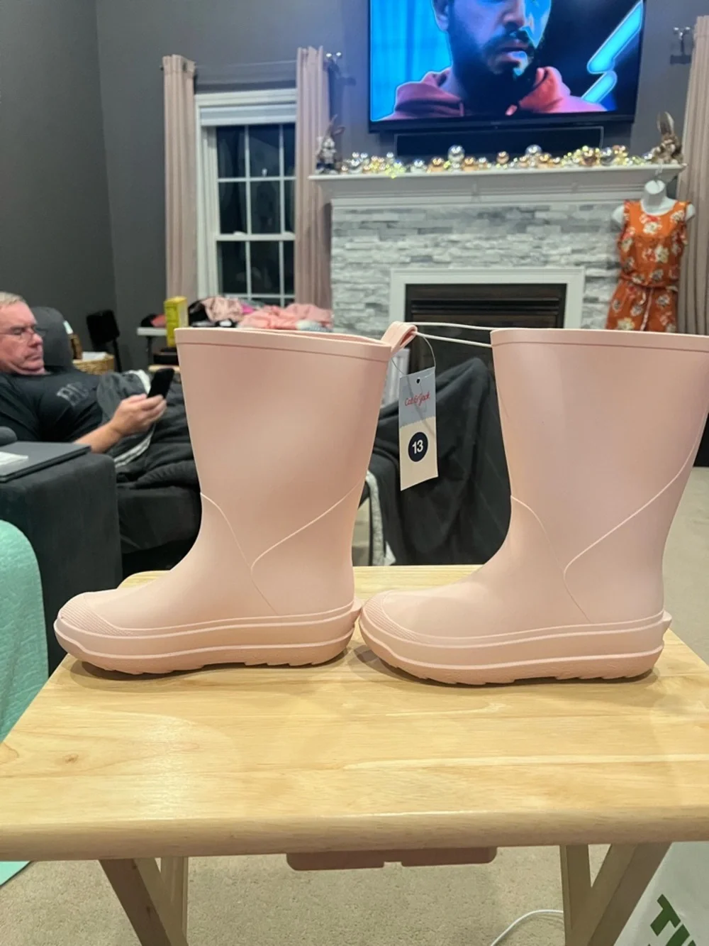 🌧️ Cat & Jack  Rubber Rain Boots – Blush Pink | Kids Size 13 | NEW 🌧️